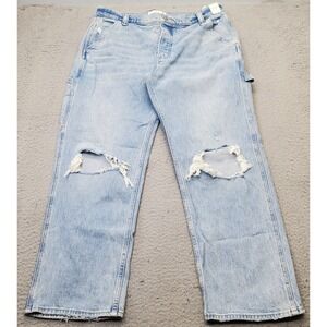 Abercrombie & Fitch Jeans Womens 32/14S Blue Denim Boho Distressed Hammer Loop